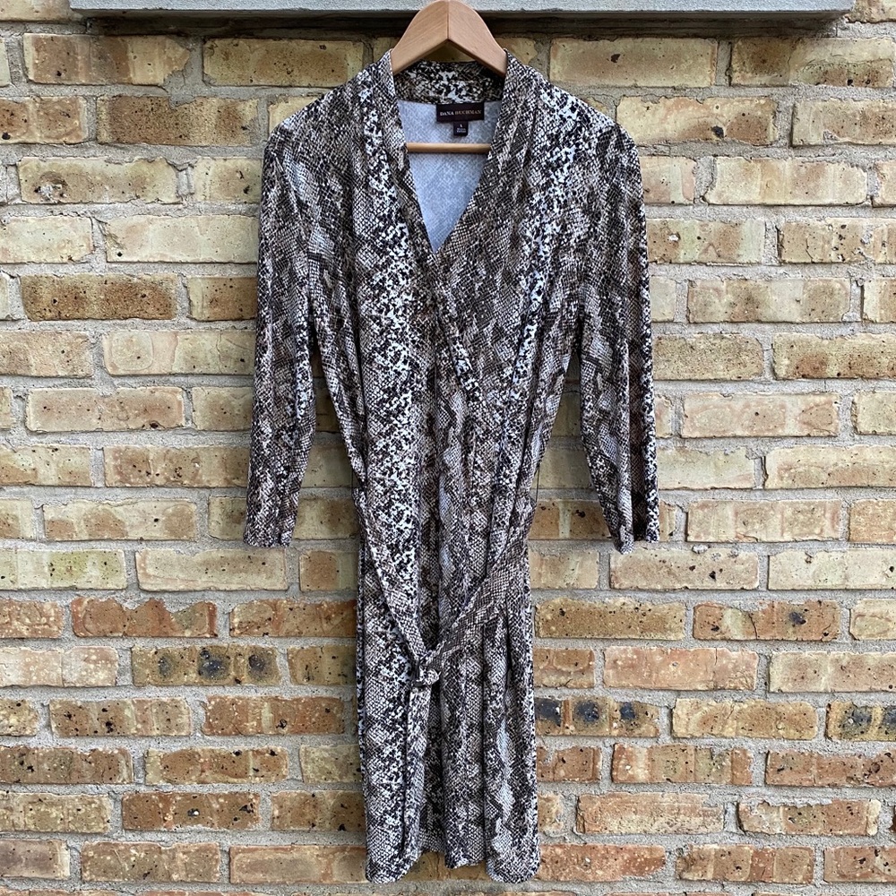 Snake print faux wrap dress